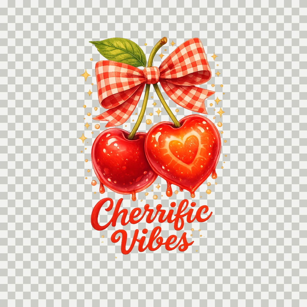 Cherry Coquette Bow Cherrific Vibes Sublimation Design Cute transparency and detail preview thumbnail