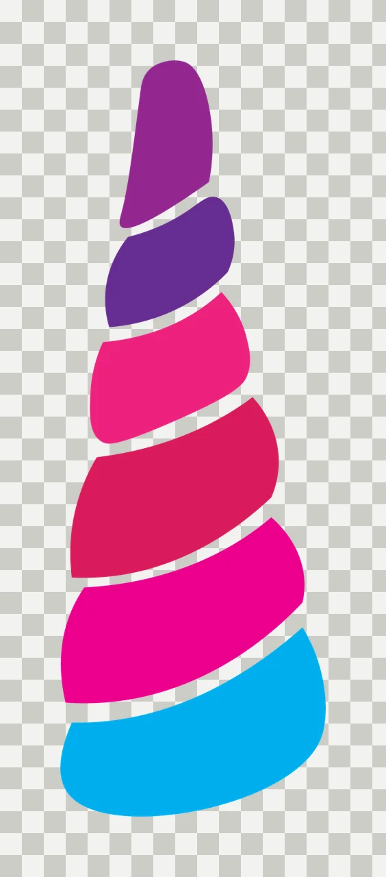 Vertical Conical Shape With Curved Horizontal Bands Horn orientation transparency and detail preview thumbnail