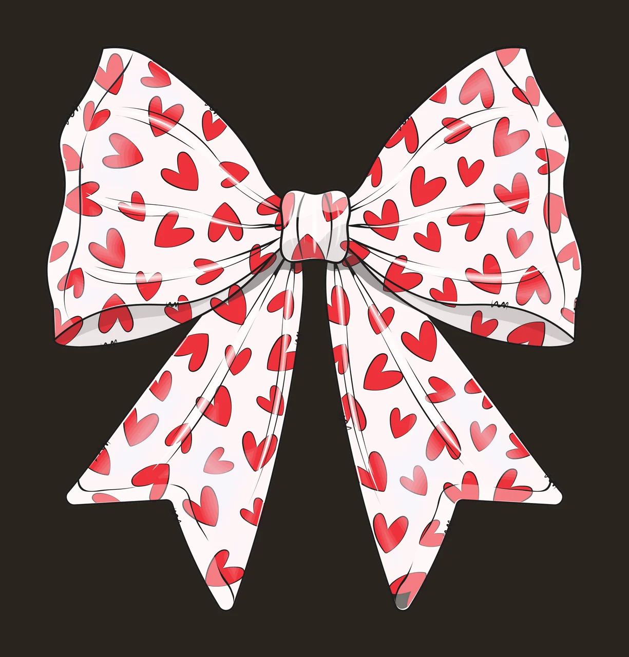 Bow Black With Heart Filled Ribbon silhouette white plain background contrast preview thumbnail