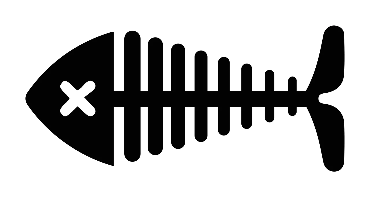 Bones A Solid Black Fish Skeleton spine ribs head tail graphic