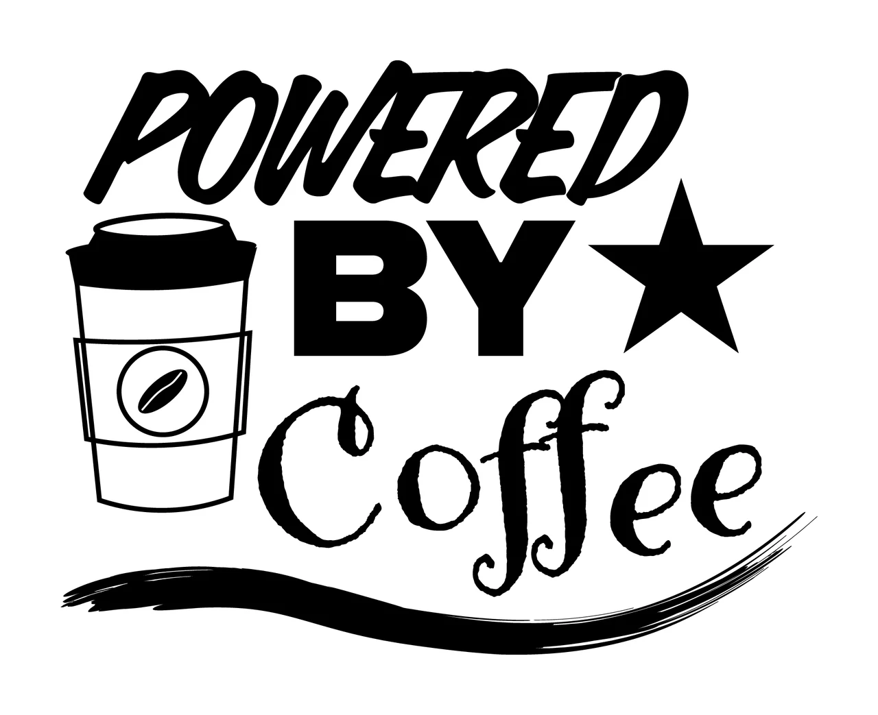 Can Glass Wrap Powered By Coffee Typography Design cup stationery