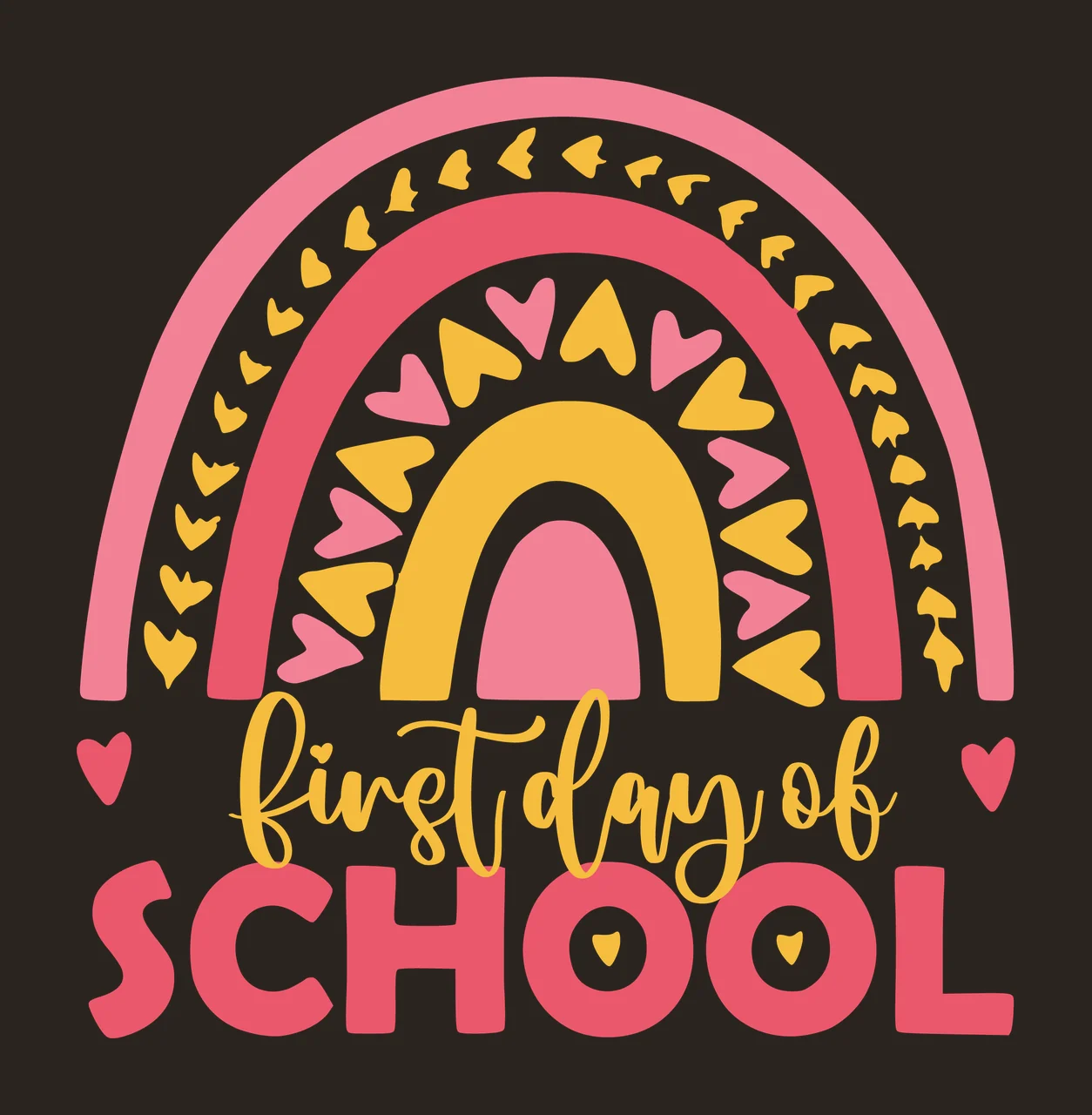 First Day Of School Rainbow Graphic hearts black white heart contrast preview thumbnail