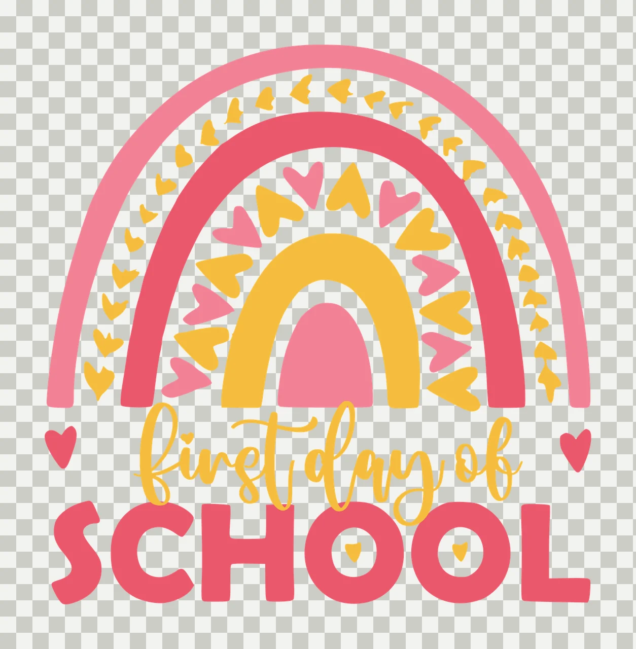 First Day Of School Rainbow Graphic hearts black white heart transparency and detail preview thumbnail