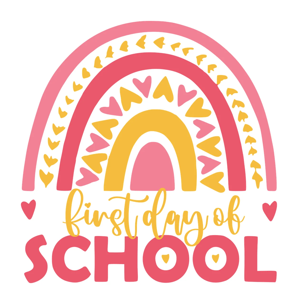 First Day Of School Rainbow Graphic hearts black white heart