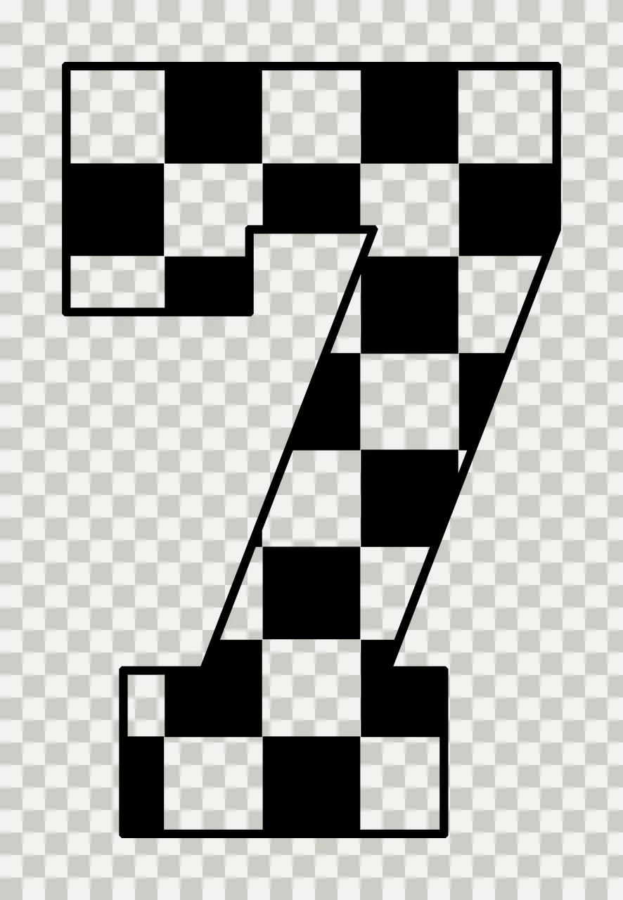 7 Number Seven With A Black And White checkered pattern geometric transparency and detail preview thumbnail