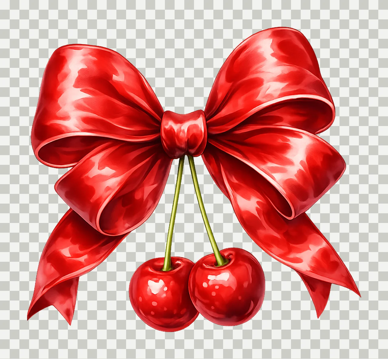 Red Cherries Watercolor Bow Coquette Design Big Bow Artwork transparency and detail preview thumbnail