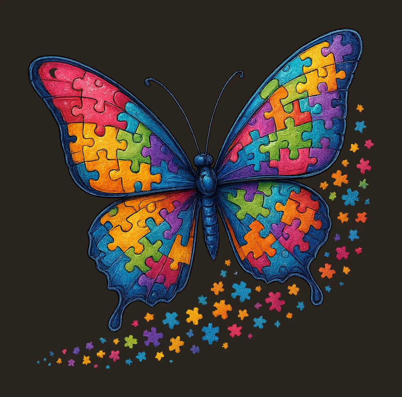 Trendy Autism Butterfly Puzzle Glitter Design Autism contrast preview thumbnail