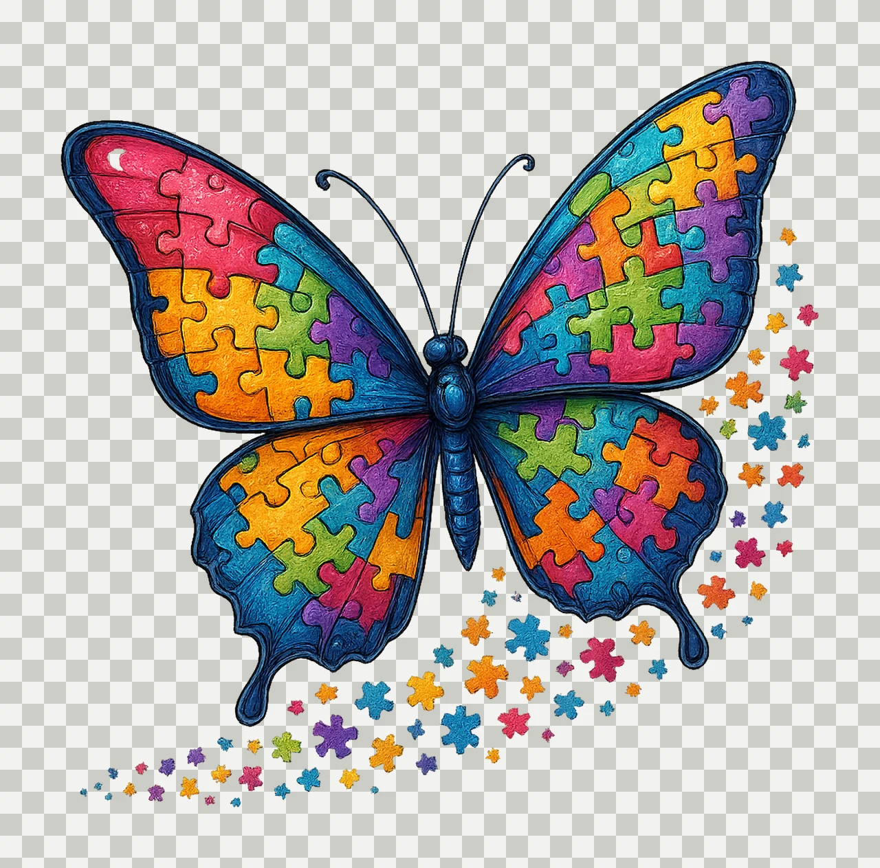 Trendy Autism Butterfly Puzzle Glitter Design Autism transparency and detail preview thumbnail