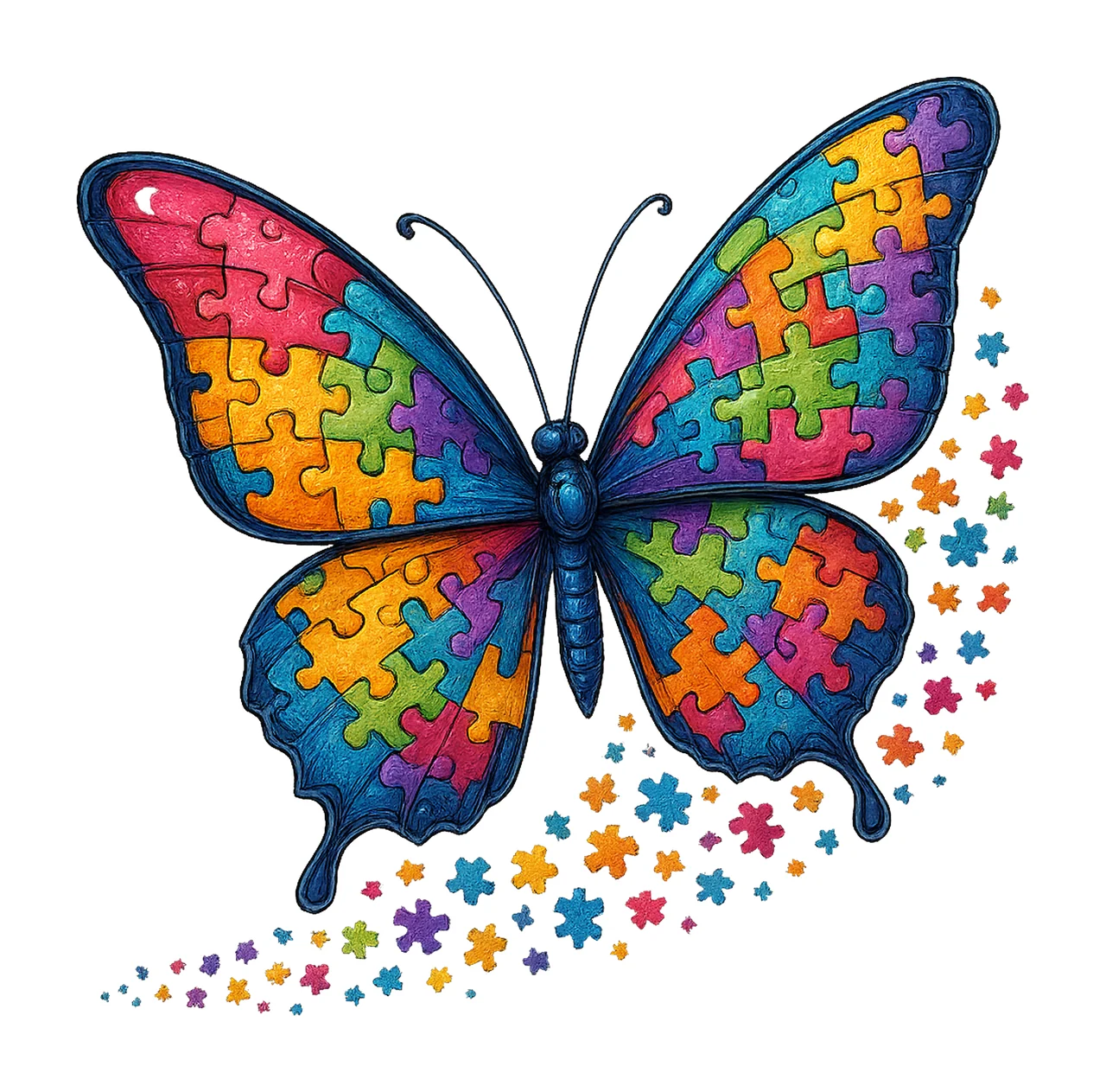 Trendy Autism Butterfly Puzzle Glitter Design Autism