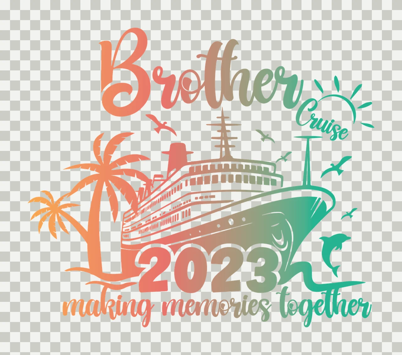 Cruise Ship With Palms sailing palm trees sun birds dolphin transparency and detail preview thumbnail