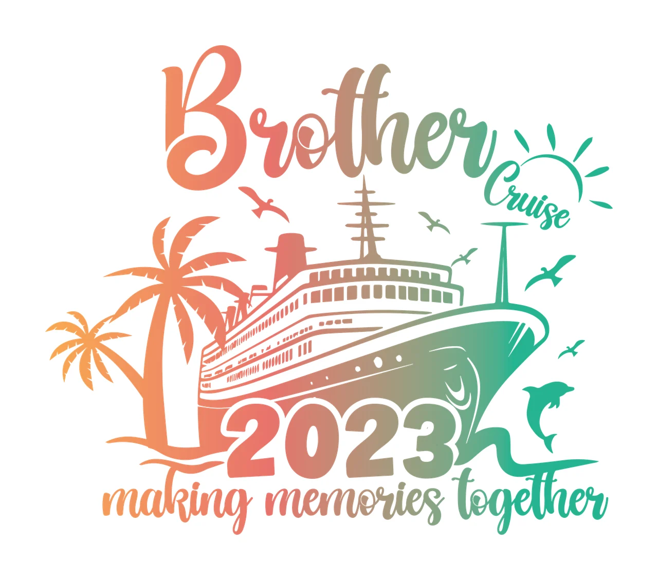 Cruise Ship With Palms sailing palm trees sun birds dolphin