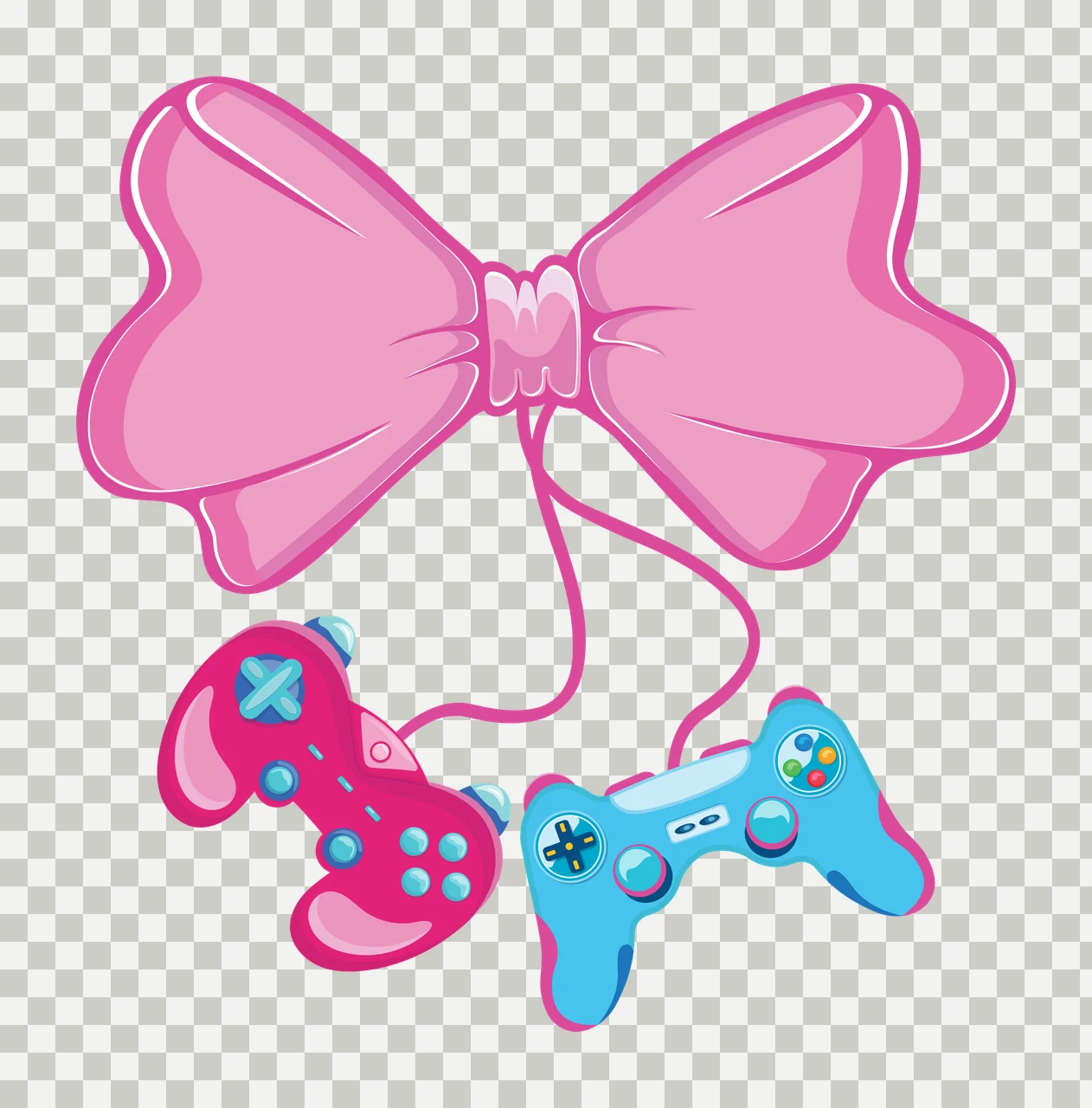 Controller Bow With Dangling Game Controllers holding silhouette transparency and detail preview thumbnail