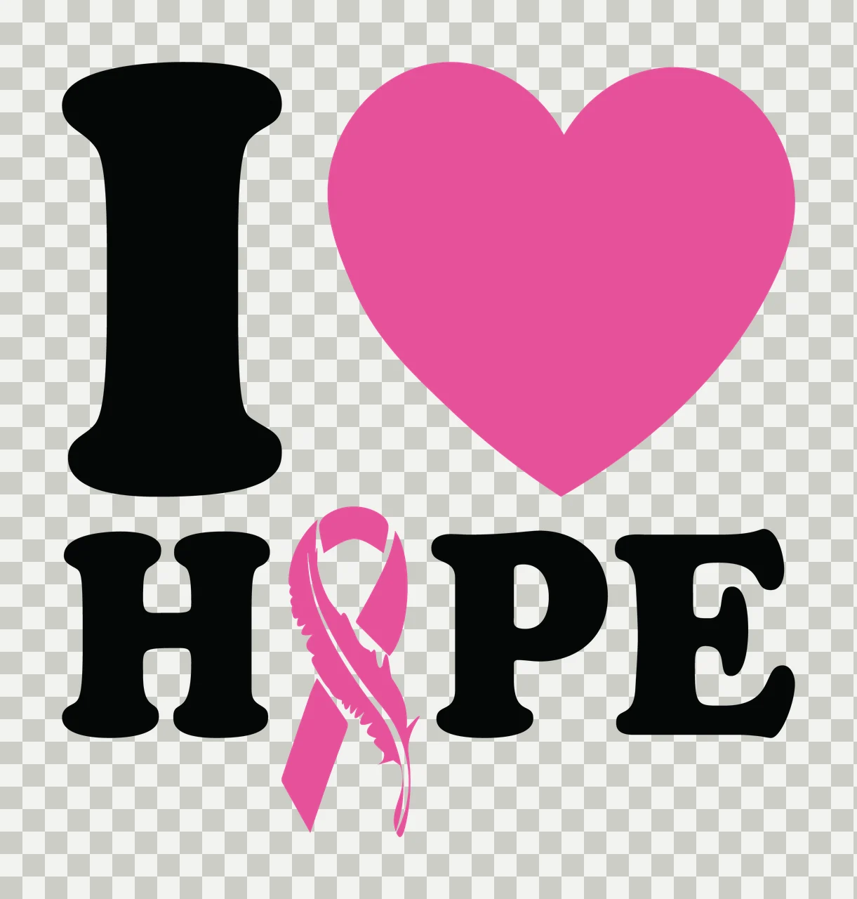 I Heart I Hope Letter Symbol And Text with ribbon black white transparency and detail preview thumbnail