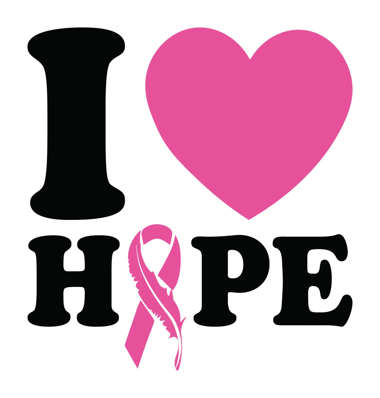 I Heart I Hope Letter Symbol And Text with ribbon black white