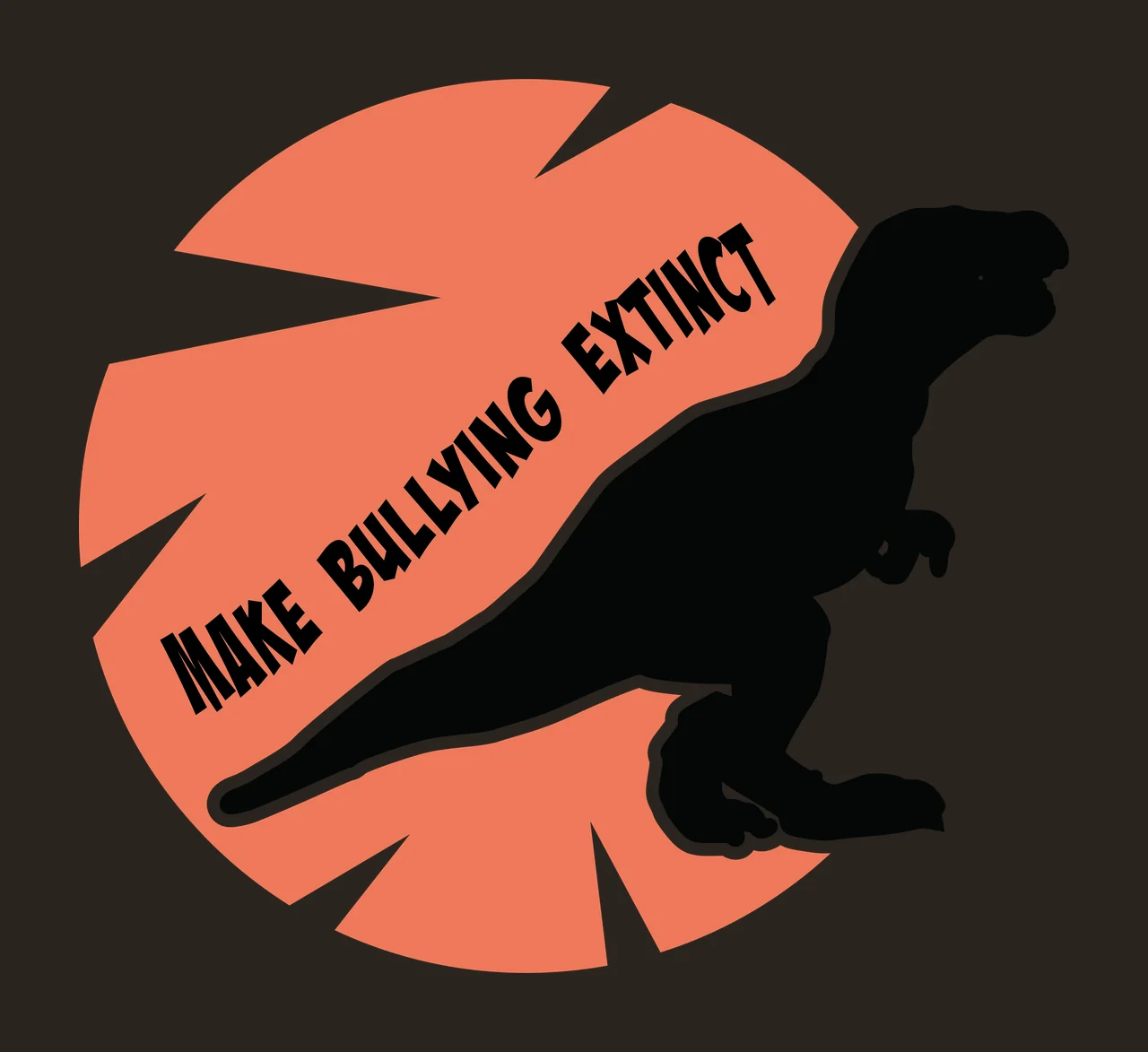 Dinosaur Silhouette Inside A Circular Shape With Jagged standing contrast preview thumbnail