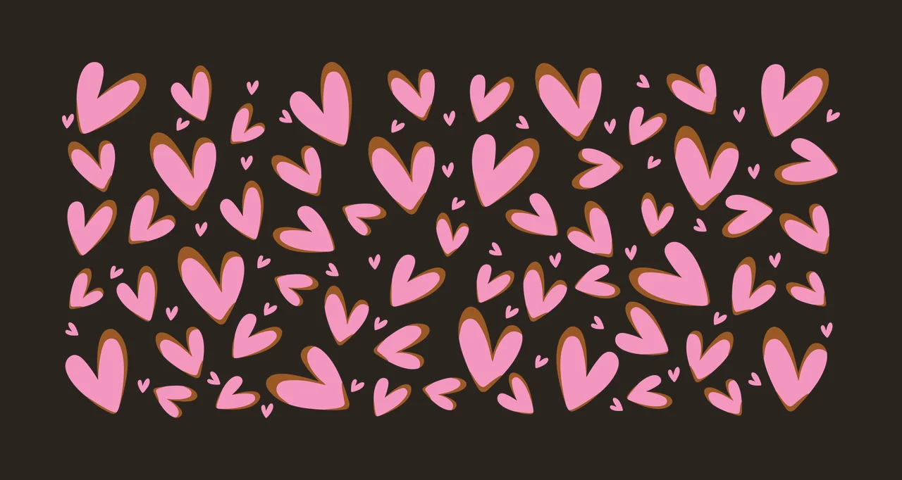 Can Glass Wrap Black Heart Shapes Pattern Backdrop hearts Variation contrast preview thumbnail