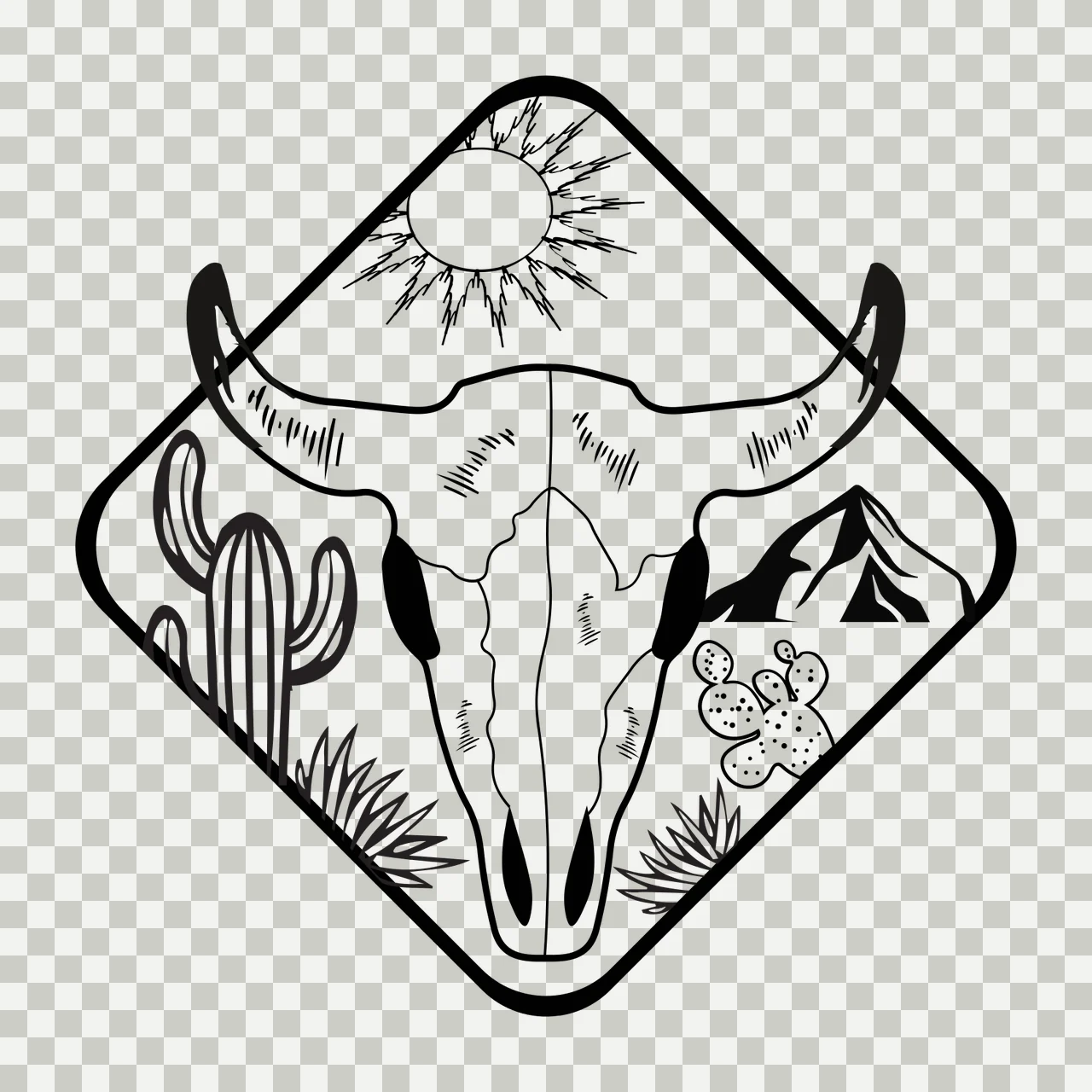 Can Glass Wrap Bull Skull Diamond Desert Landscape cactus sun transparency and detail preview thumbnail