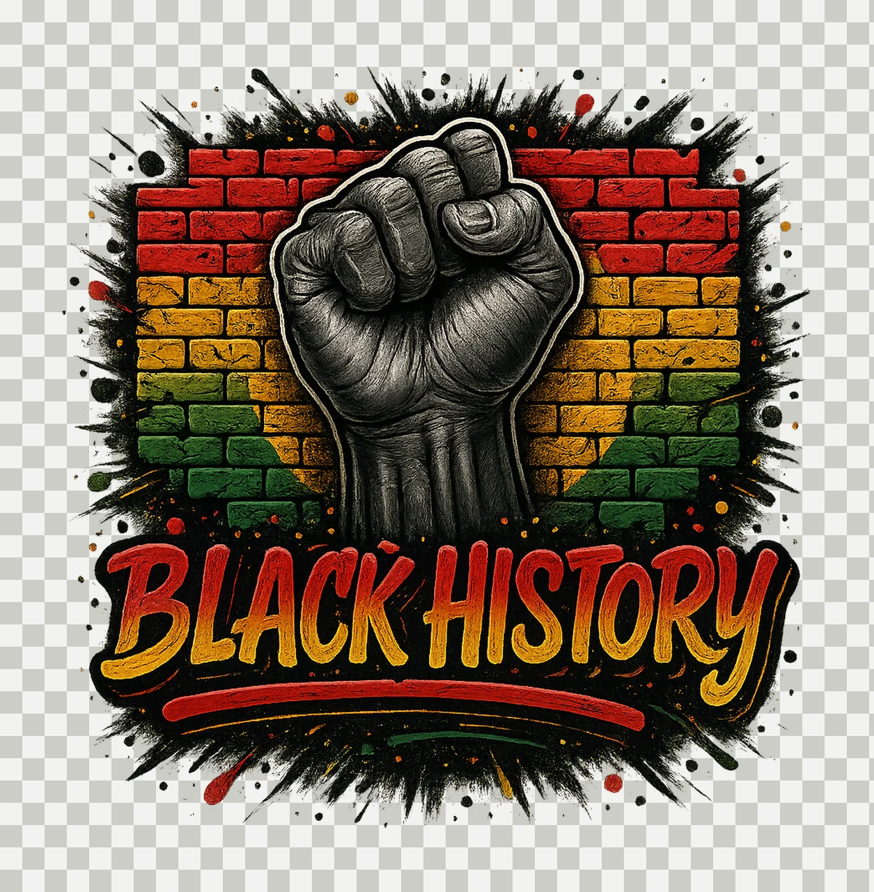 MLK Day Black History Sublimation Fist Power Design African transparency and detail preview thumbnail