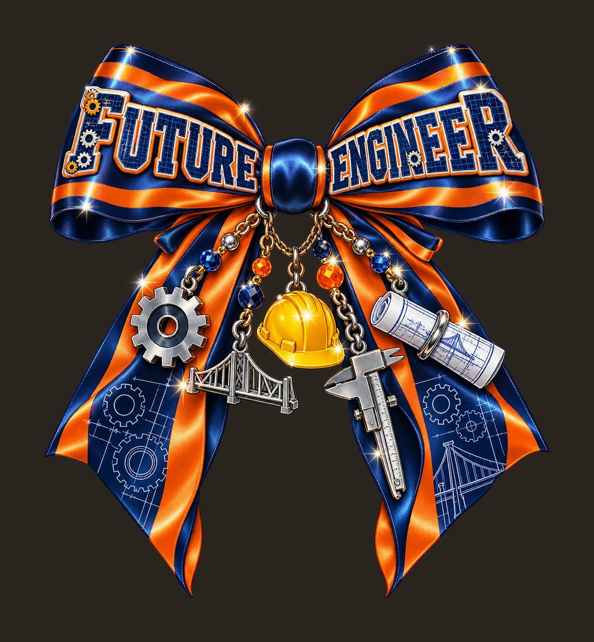 Future Engineer Bow Charm PNG, Coquette Ribbon Sublimation, Transparent Digital Download contrast preview thumbnail