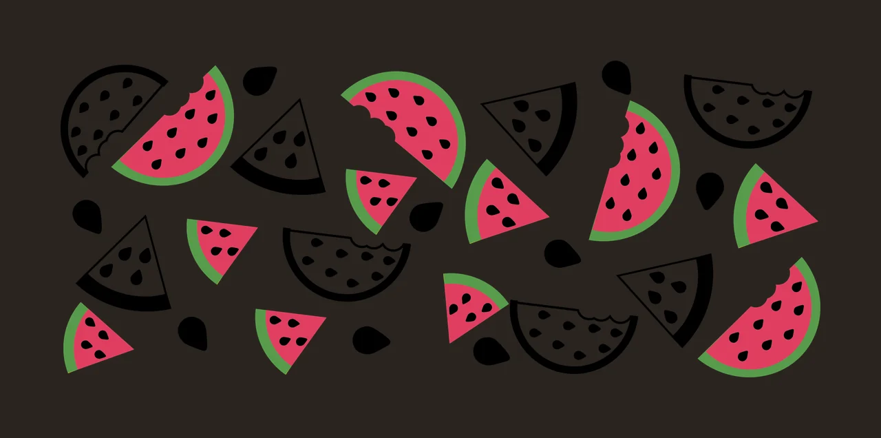 Can Glass Wrap Watermelon Slices And Seeds Pattern silhouette contrast preview thumbnail