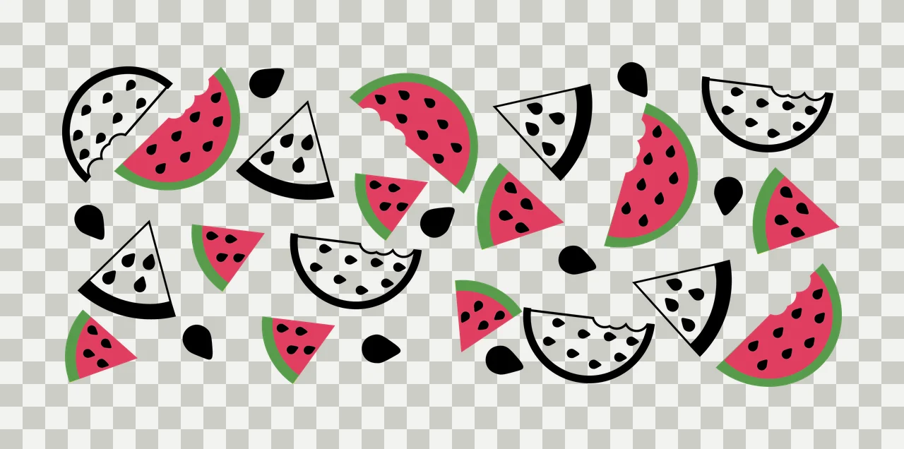 Can Glass Wrap Watermelon Slices And Seeds Pattern silhouette transparency and detail preview thumbnail