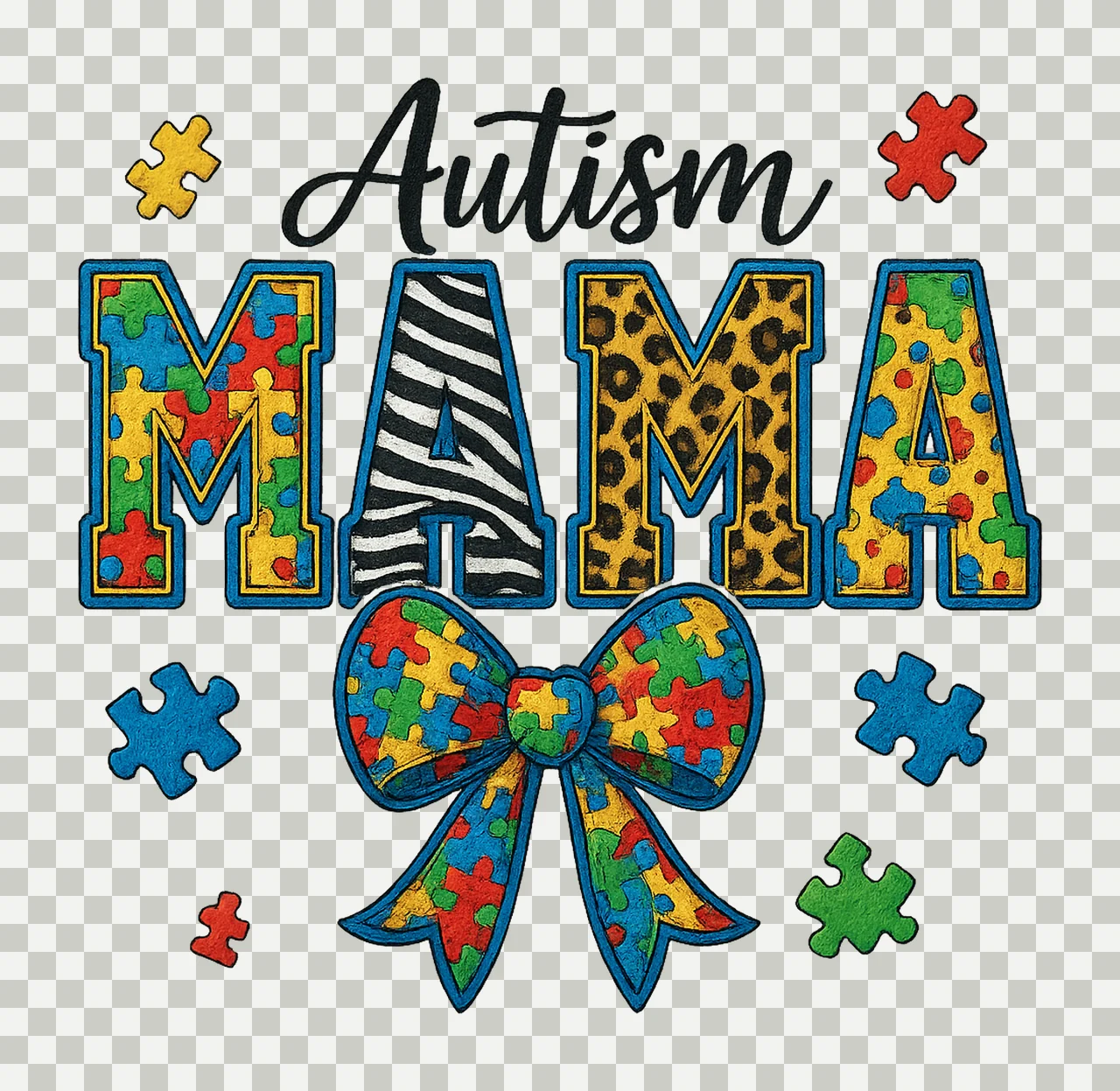 Coquette Autism Mama In My Autism Mom Era Checkered Mama transparency and detail preview thumbnail
