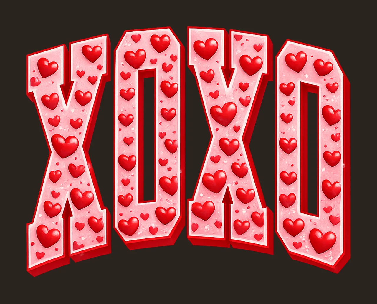 XOXO Valentines Heart Design Cute Coquette Valentine contrast preview thumbnail