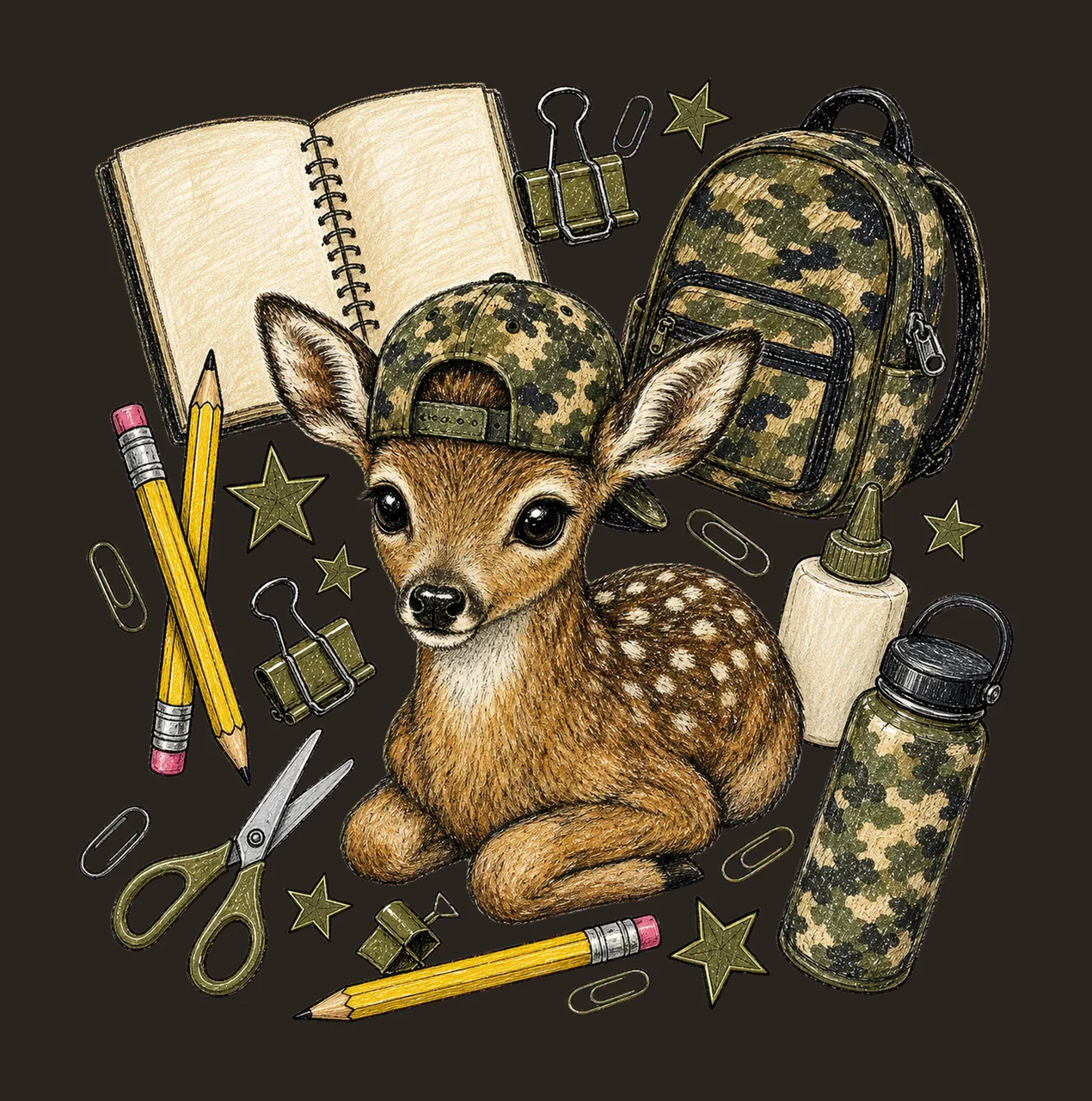 Camo Hunting School Doodle Kids sublimation Variation C contrast preview thumbnail