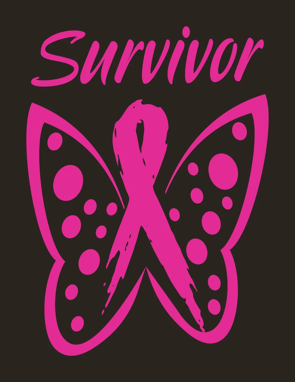 Survivor Butterfly Ribbon Graphic Design and dots black white contrast preview thumbnail