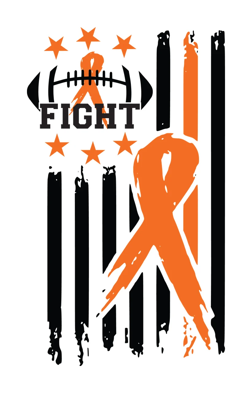 Awareness Fight American Flag Ribbon Football with overlaid on