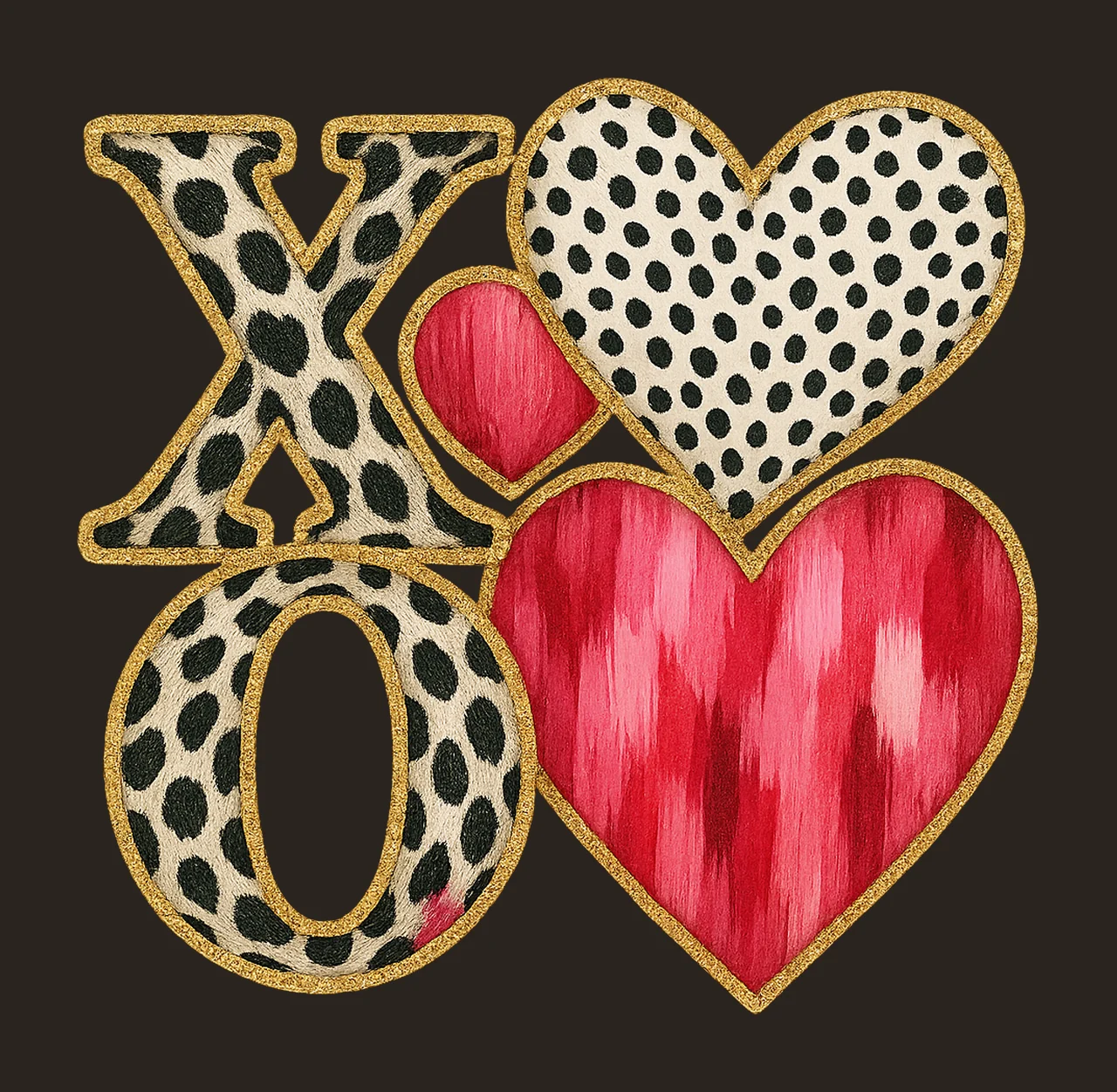 Coquette XOXO gold glitter Valentines Sublimation Design contrast preview thumbnail