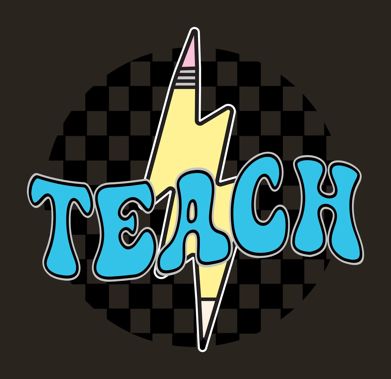 Teacher Silhouette With Checkerboard Background overlapping contrast preview thumbnail