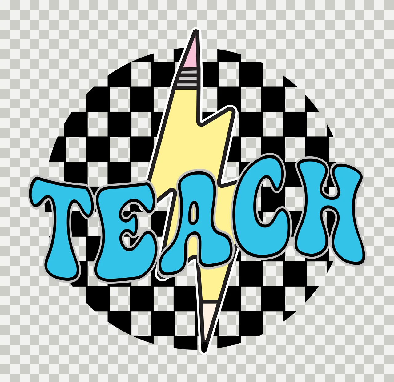 Teacher Silhouette With Checkerboard Background overlapping transparency and detail preview thumbnail