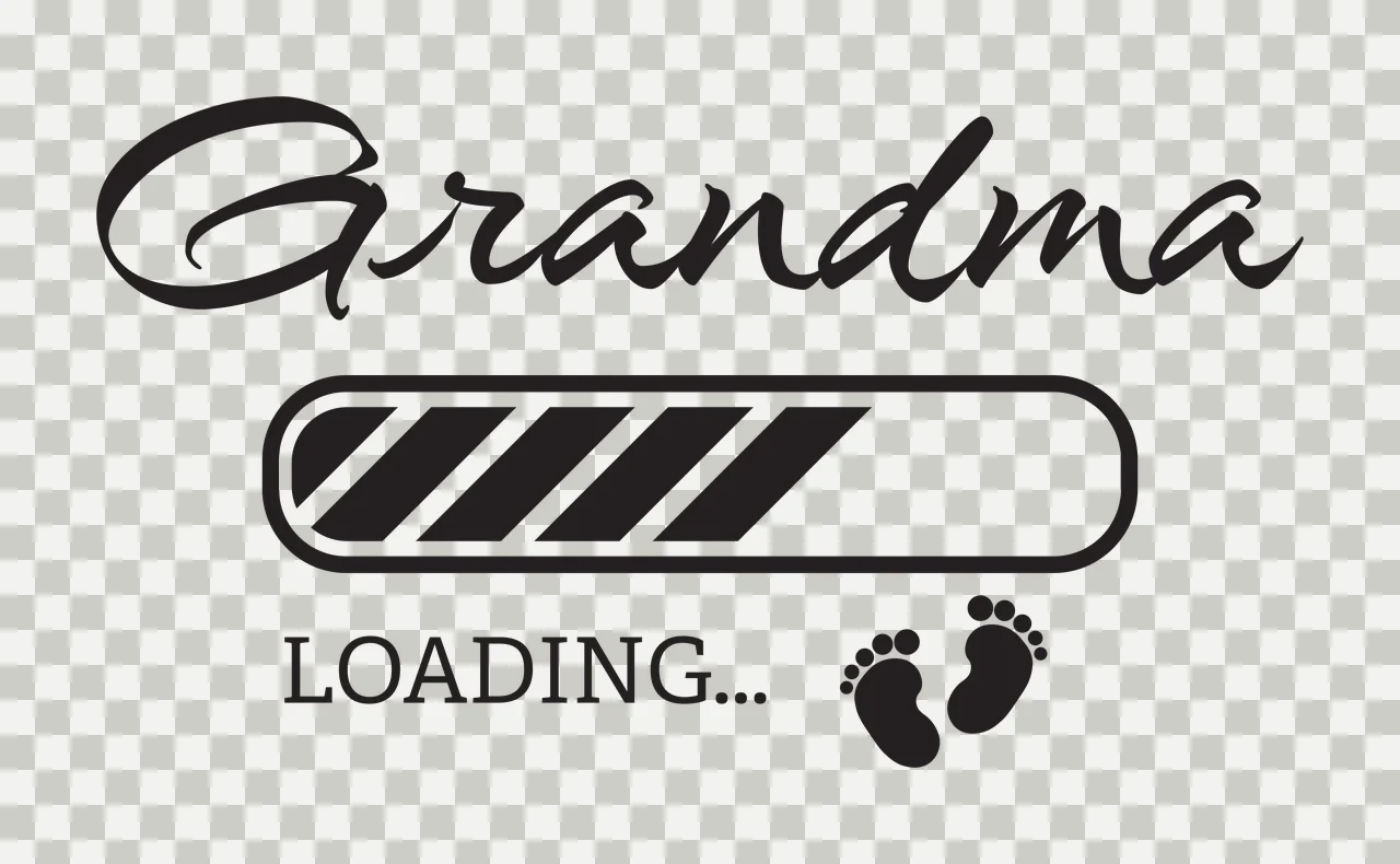 Grandma Loading Text With Progress Bar And Baby footprints transparency and detail preview thumbnail