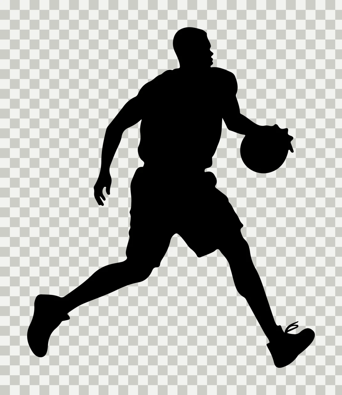 Can Glass Wrap Black Basketball Player Dribbling Silhouette transparency and detail preview thumbnail