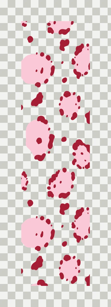 Leopard print pattern with pink spots dark red borders dots and vertical strip in white transparency and detail preview thumbnail
