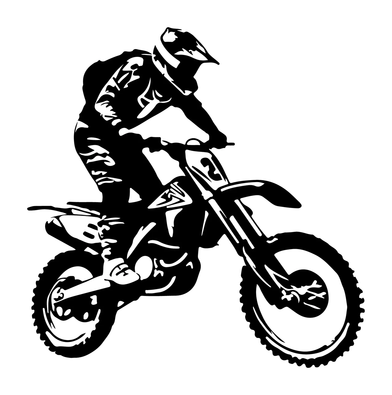 Motocross Rider On Dirt Bike Silhouette Motorcyclist riding