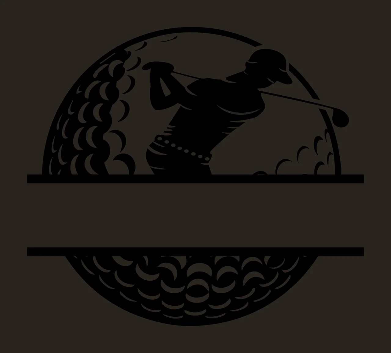 Golf Golfer Silhouette Swinging Club Inside A Textured ball contrast preview thumbnail
