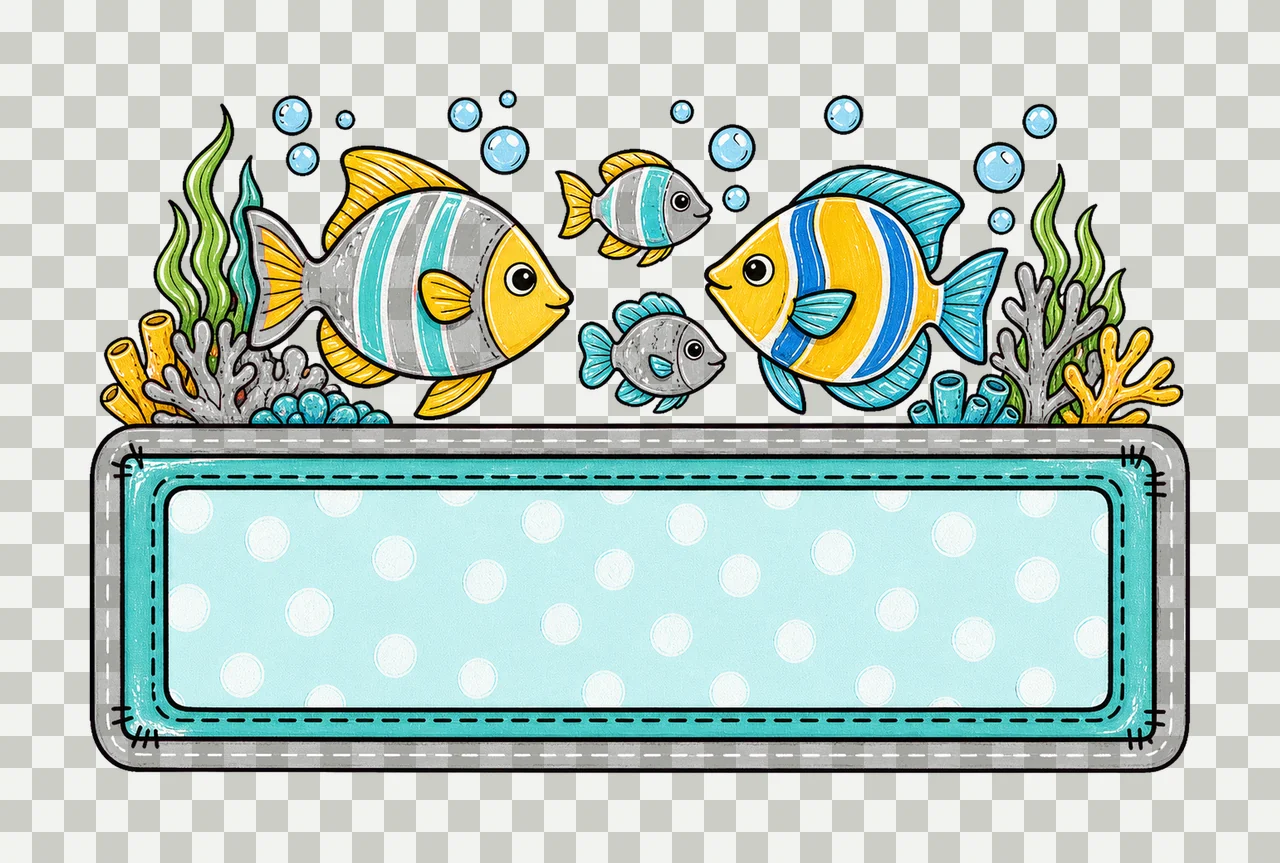Colorful fish underwater with Name Patch girly Variation C transparency and detail preview thumbnail