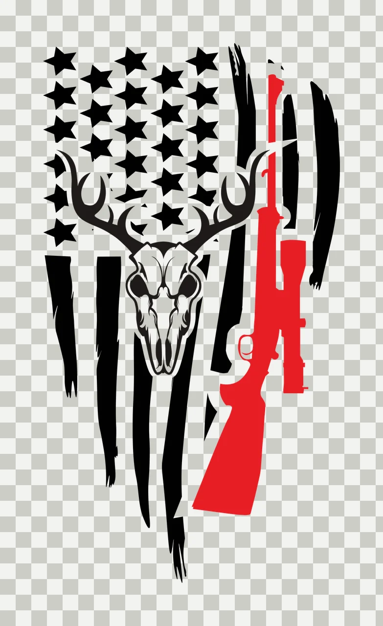 Skull Animal Silhouette With Patriotic Stripes superimposed transparency and detail preview thumbnail