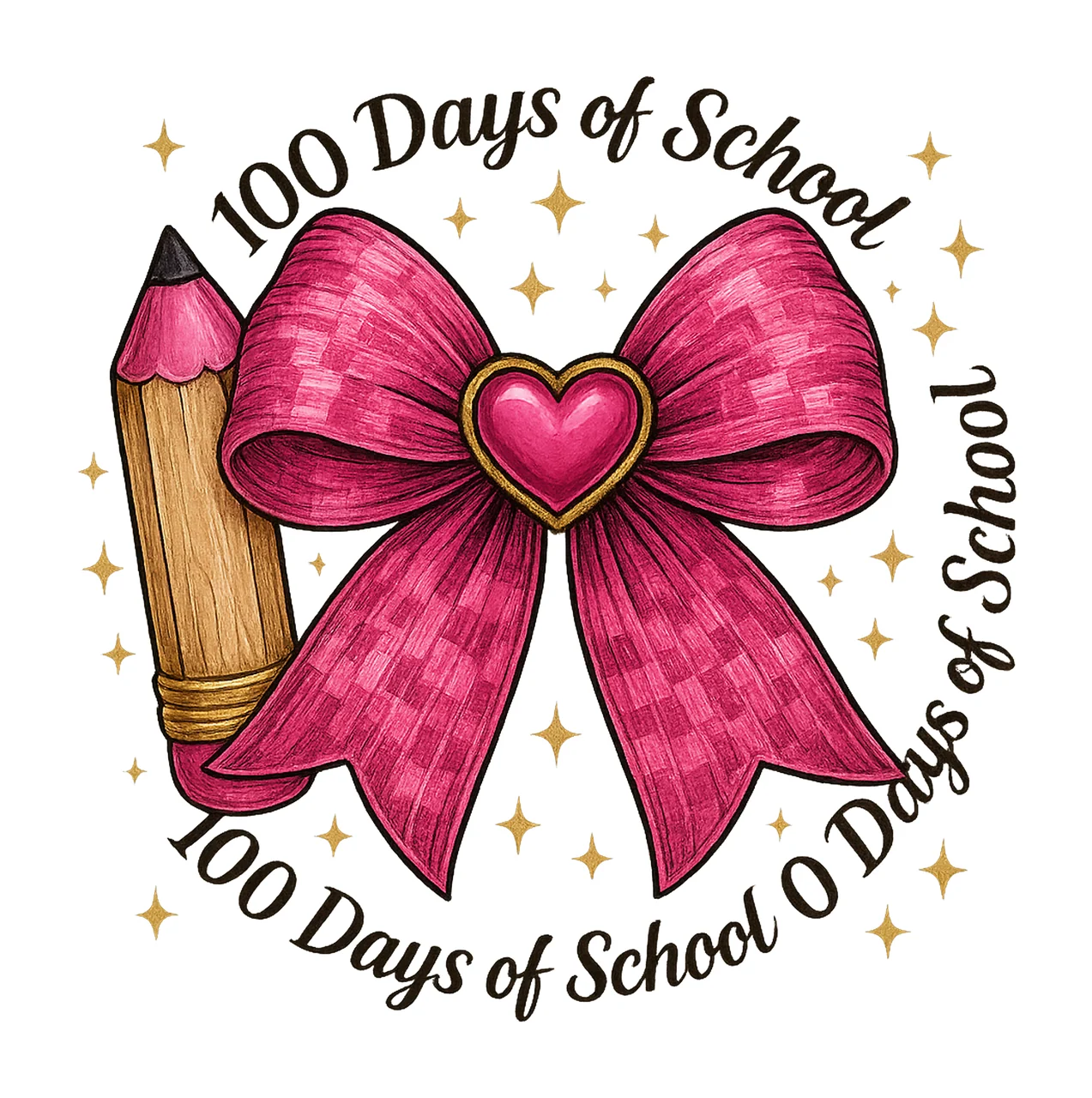 100 Days of School Coquette Teacher Pencil Bow 100th Day