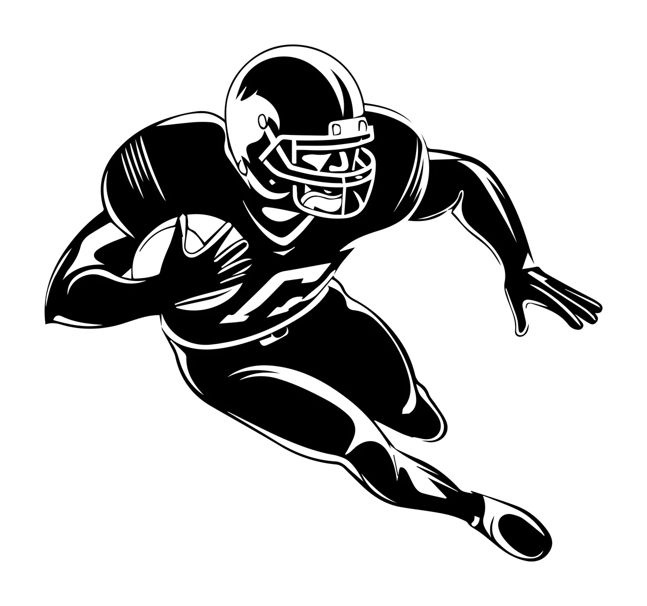 Football Player Running With Ball Silhouette helmet black Variation