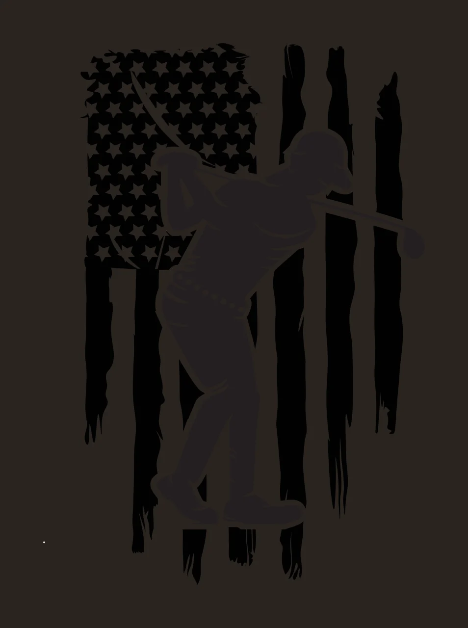 Golf Flag Golfer Silhouette Swinging Club Against stars stripes contrast preview thumbnail