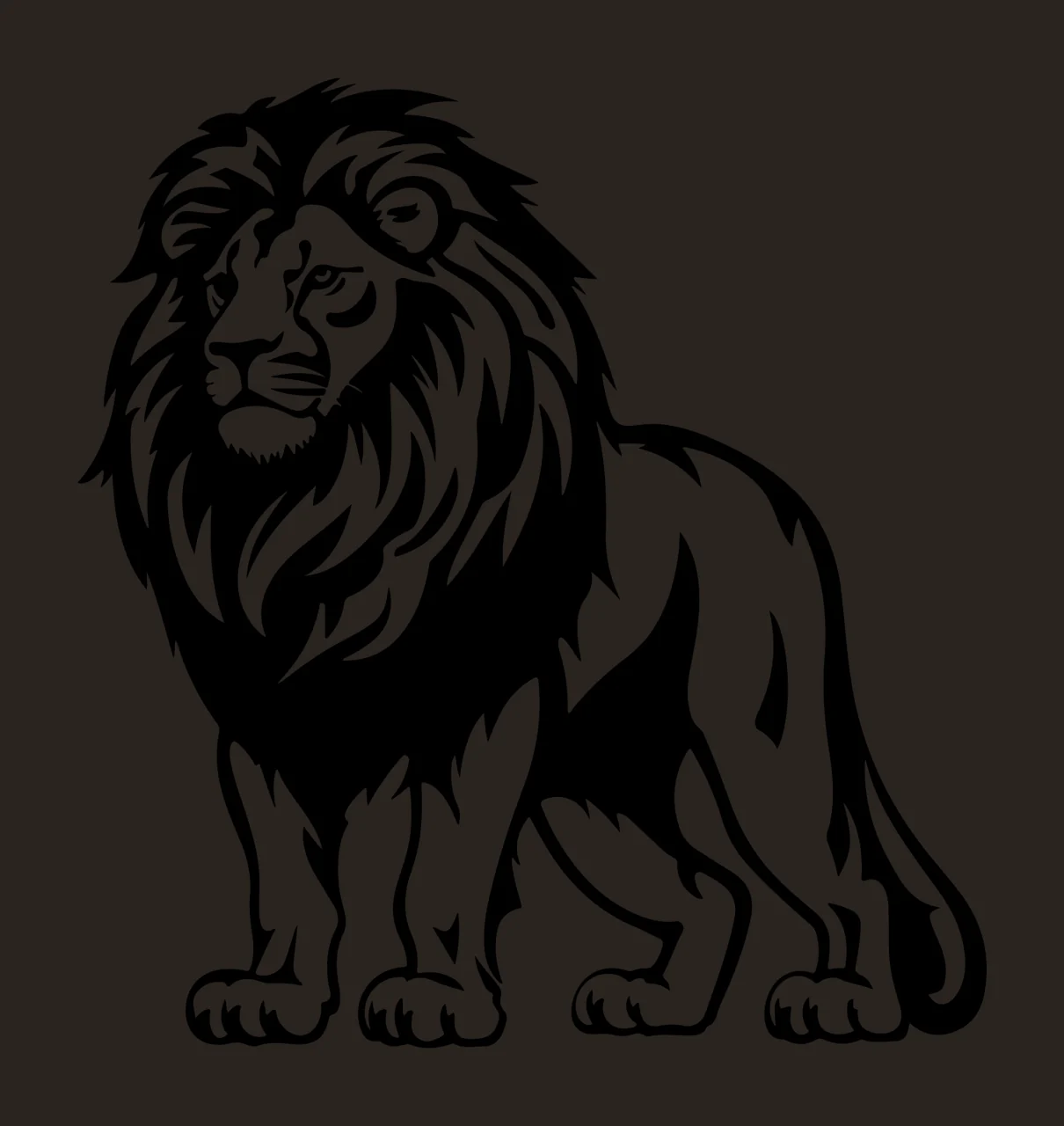 Lion Standing Profile Graphic mane tail minimalist black white contrast preview thumbnail