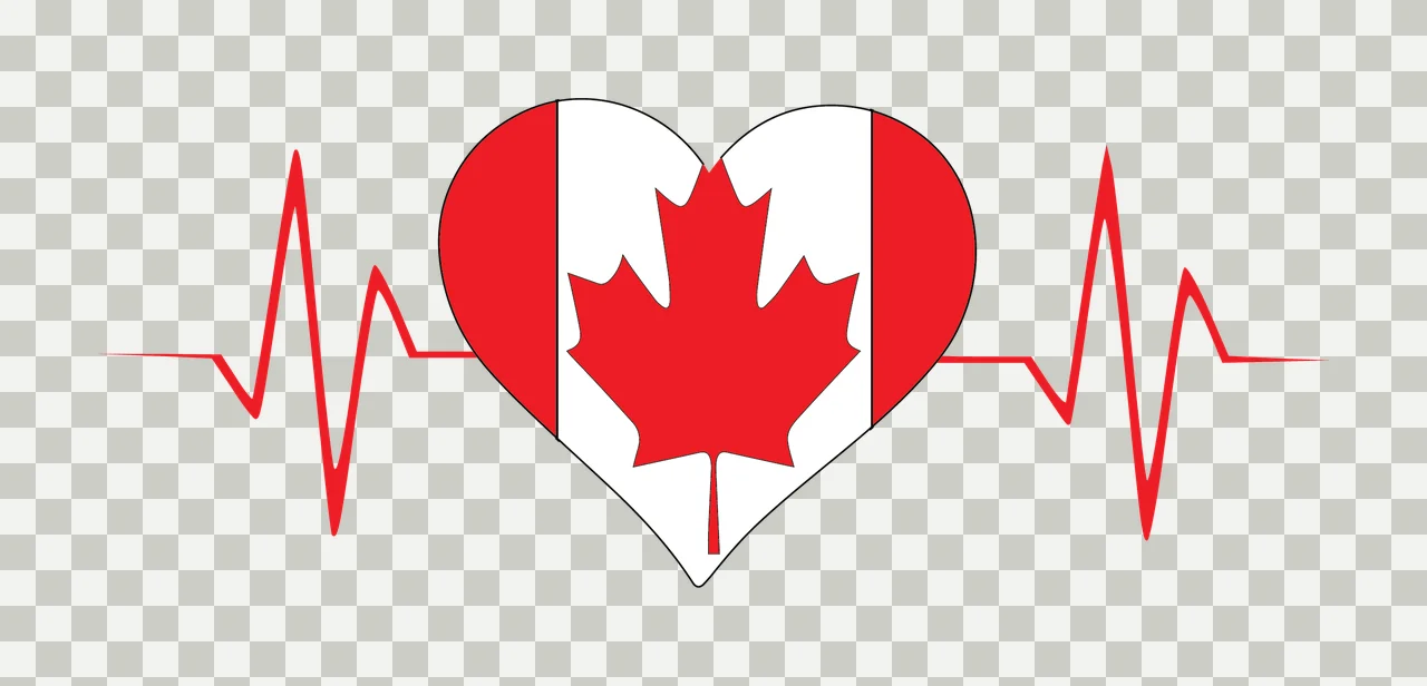 Heart Shape With Maple Leaf Ekg pulsing line silhouette black transparency and detail preview thumbnail