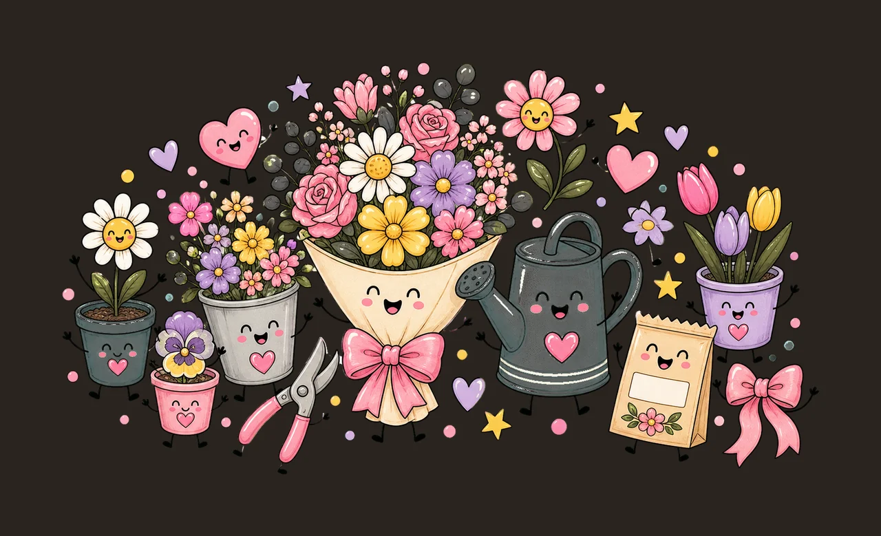 Florist Flower Shop Design Doodle Style Variation F contrast preview thumbnail