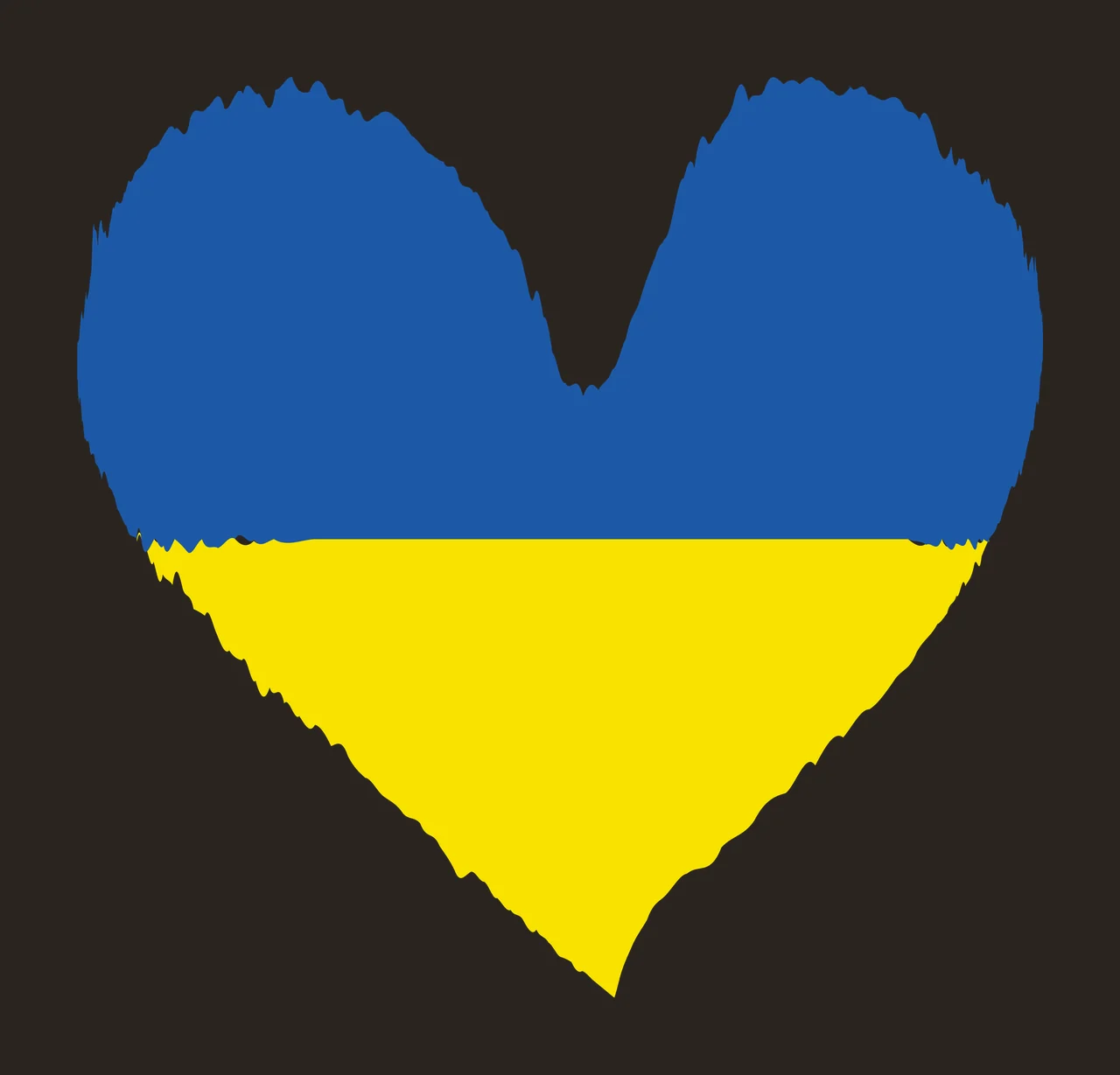 Heart-shaped Ukrainian flag Illustration with blue upper half, yellow lower half and irregular brushstroke edges contrast preview thumbnail
