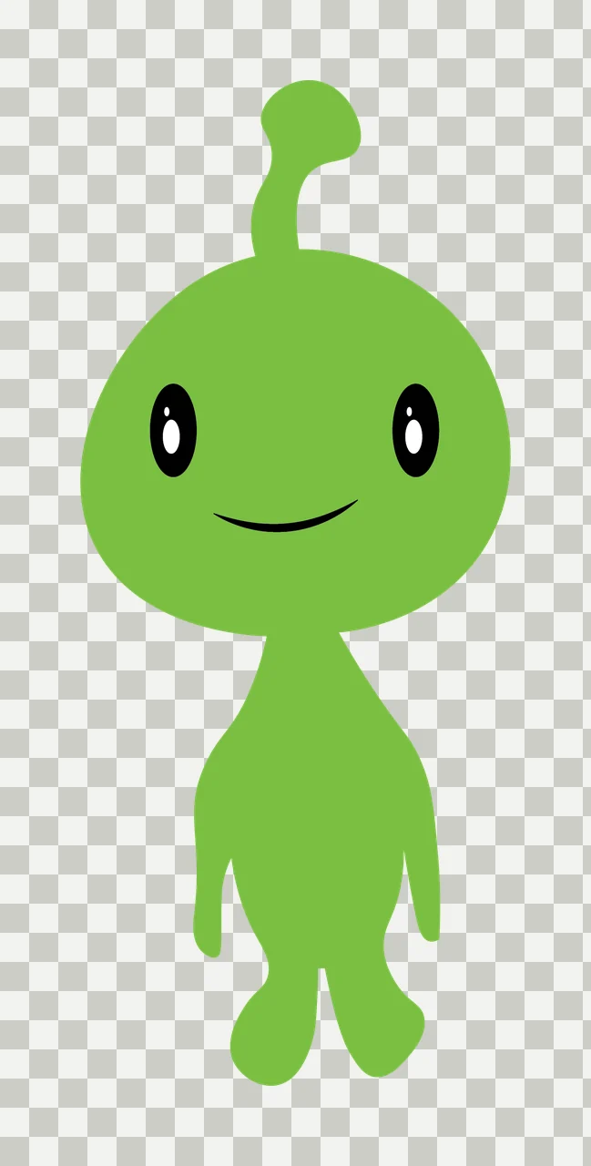 Green Alien Character Flat Graphic transparency and detail preview thumbnail