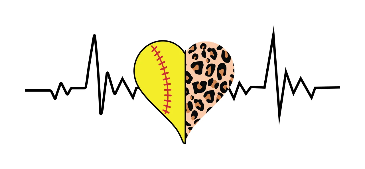 Heart Heartbeat Line With Patterned Shape linear black white