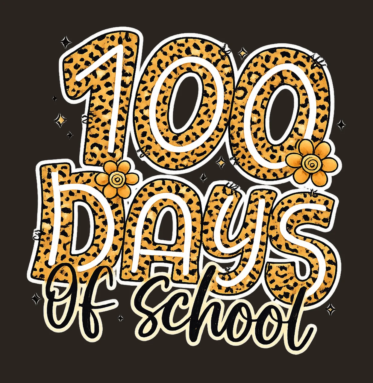 Leopard 100 days of school 100th day teacher design happy contrast preview thumbnail